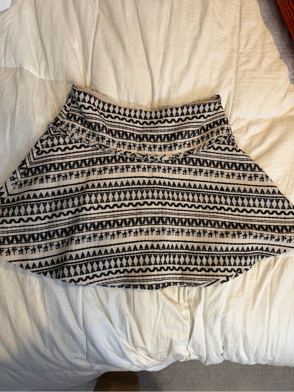Banana Republic Black & Cream Tribal-Stripe Skater Skirt